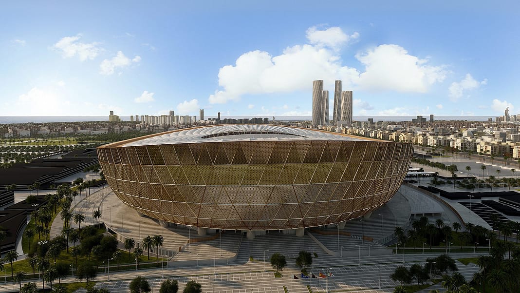 a brown stadium in Qatar