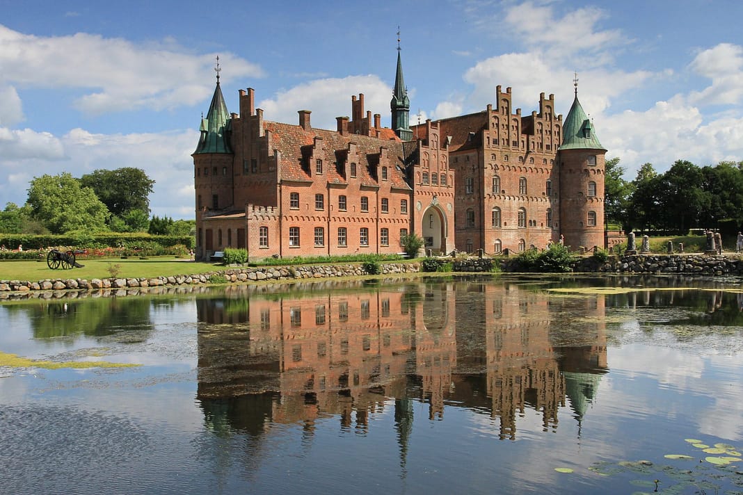 a lake in front of a large castle in best things to do in Odense, Babcock