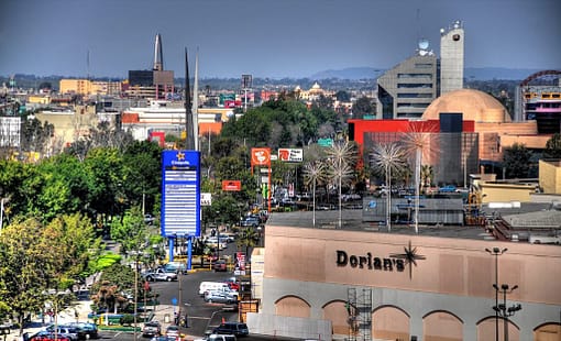 Dorians in Plaza Rio Tijuana and panorama of Zona Rio Tijuana