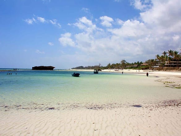 a stunning beach in one of the beautiful places to have fun in Kenya