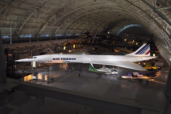 an airplane in a museum hall 