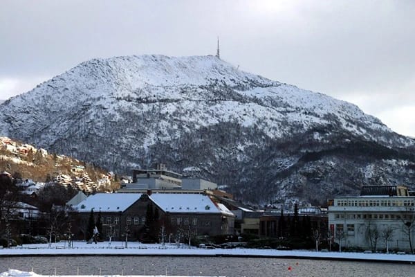 Mount Ulriken covered with snow 