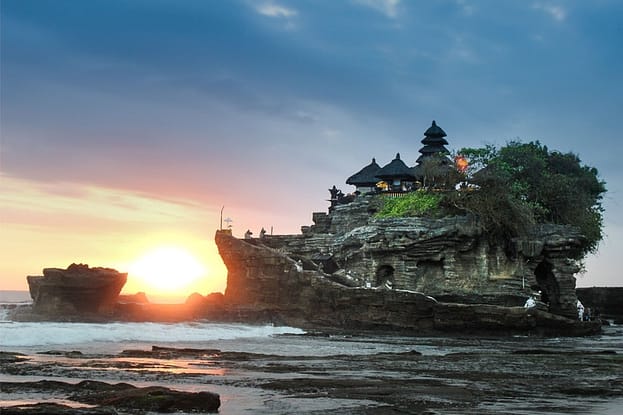 A temple in Bali, Indonesia close to a sea shore
