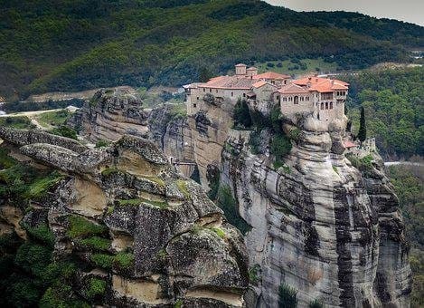 Mountains and landscapes in Meteora, Greece