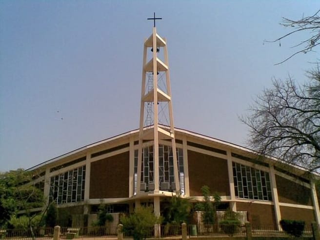 a red and white cathedral in best things to do in Gaborone, Botswana.