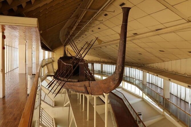 a brown boat in a museum