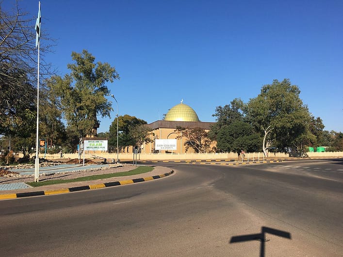a road leading to a mosque (tourist places to visit in Francistown, Botswana