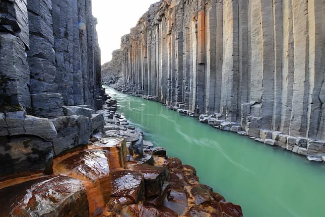 The Studlagil Basalt canyon in Iceland is truly breathtaking