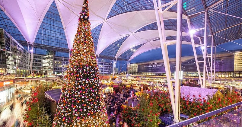 Christmas Trees, Flowers, Auditorium, Market, Hall, Lights, Modern, Buildings, City view, Night lights