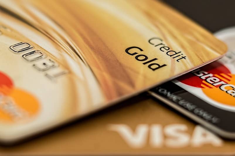 Credit cards including a Gold Credit card, master card and Visa card