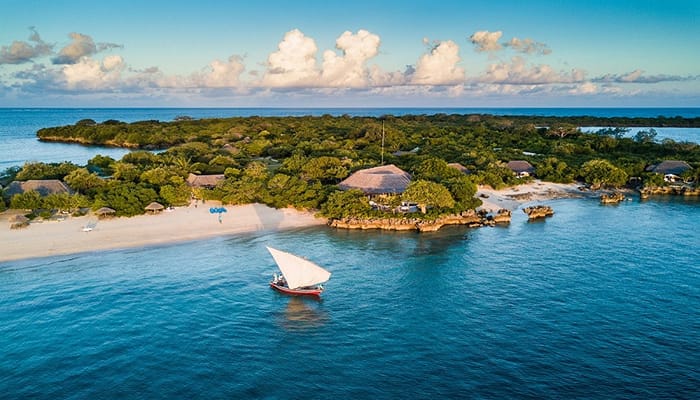Mozambique beach for swimming, snorkeling, and other water sports in the Bazaruto National Park. 